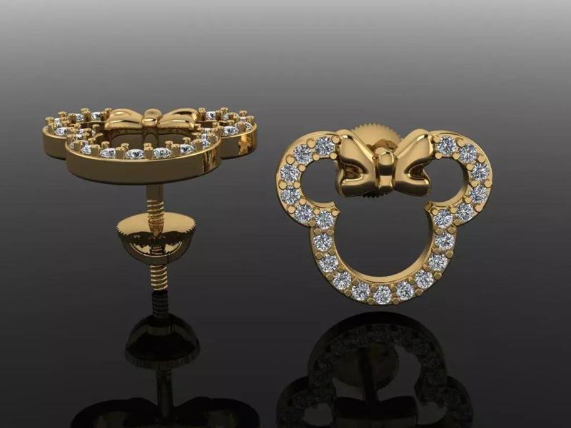 Dainty Mini Mouse Style Diamond Earring