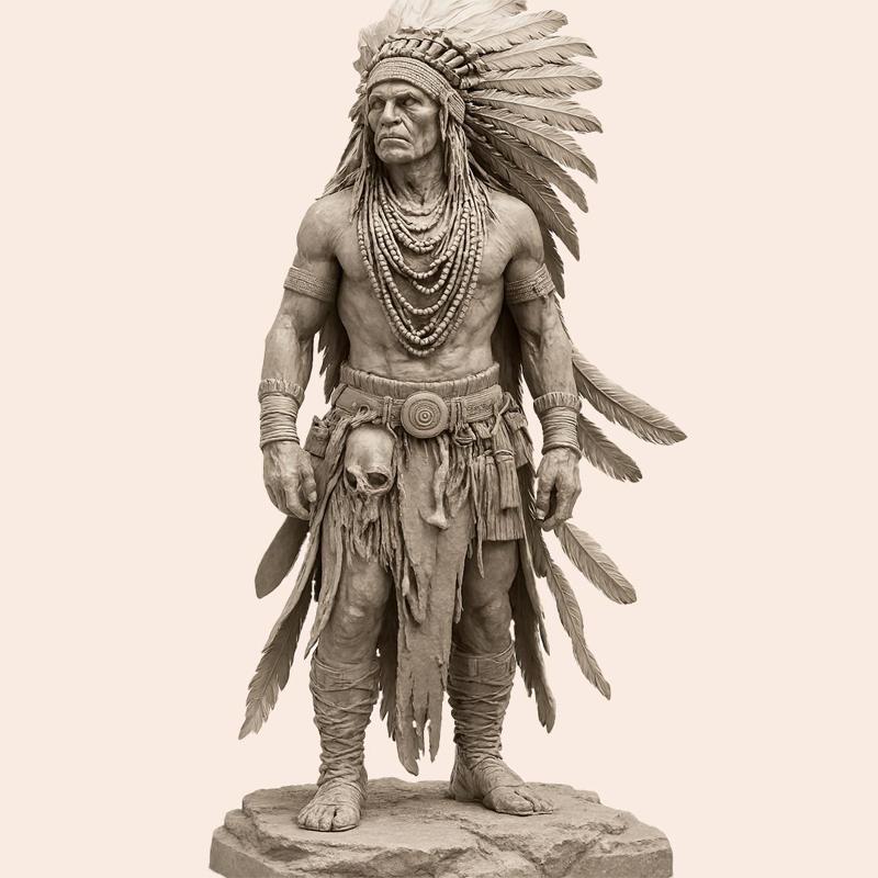 Native Tribal Warrior Chief – Highly Detailed 3D Printable Model STL