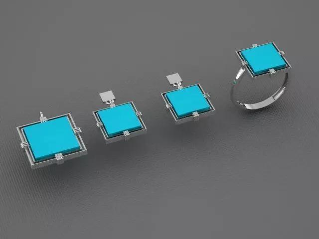 square set of turquoise and silver jewelry