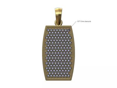 Diamond iced convex dogtag pendant