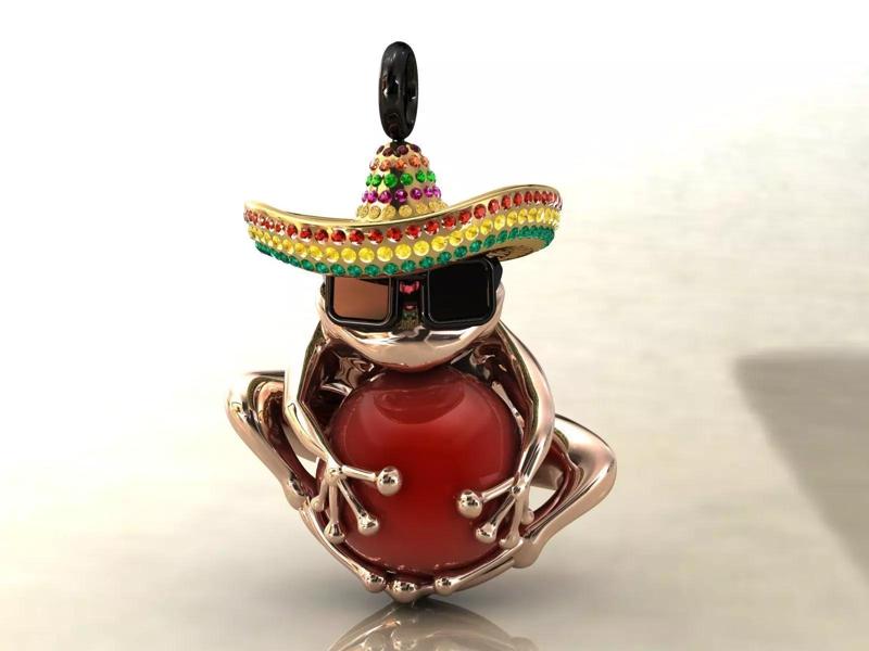 Frog Mexican Sombrero Charms Pendant