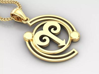Galaxy Aries Light Gold Pendant Version 8
