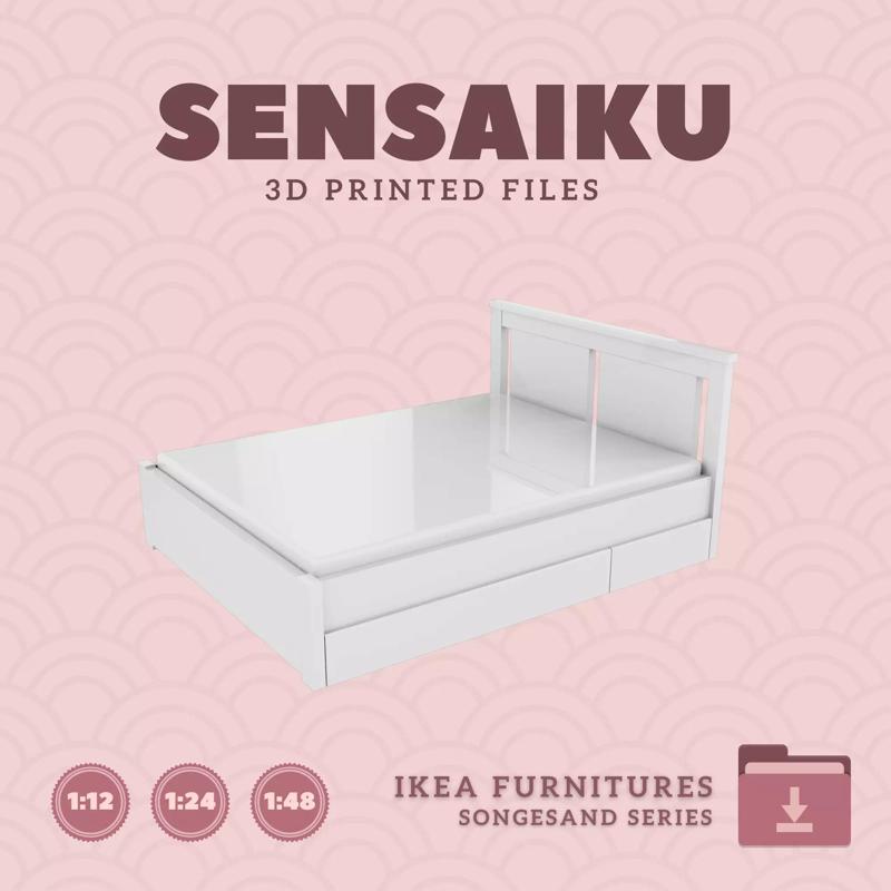 SONGESAND Queen Bed storages for Dollhouse - IKEA - 3D Print