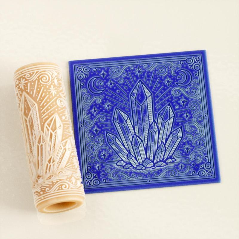Celestial Crystal Harmony Texture Roller – Clay, Pottery, Fondant, and Crafts