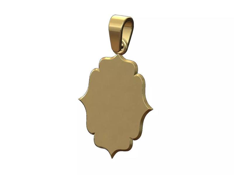 Engravable ornamental rectangular vintage pendant with bail