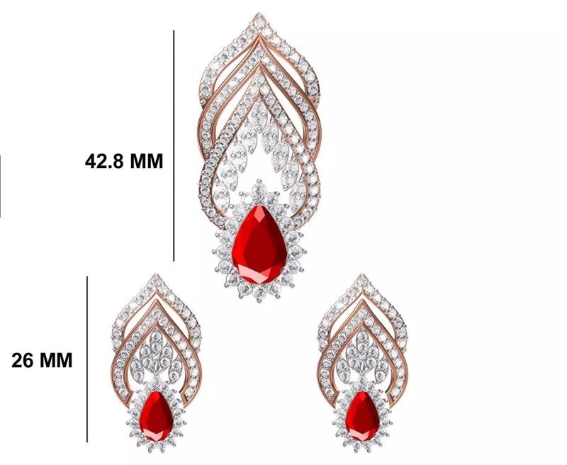 Women Earrings Pendant Set STL FBX JCD Details