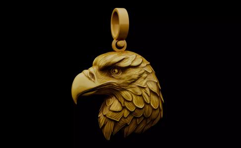 Eagle Head Pendant 3D Model High Detail for Jewelry
