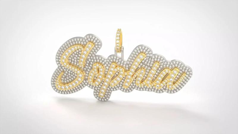 Model 500  Name Digit Necklace Sophia Diamond