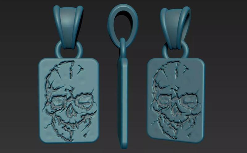 skull engraved plate