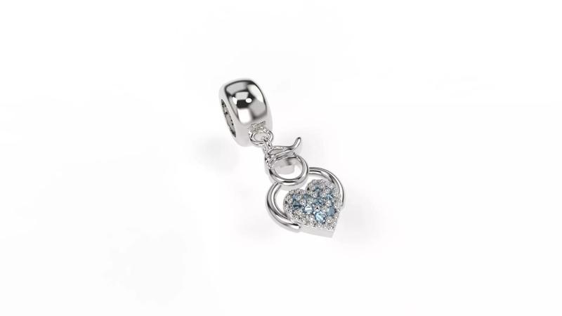 Boy Heart Charm with Gems