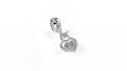 Boy Heart Charm with Gems