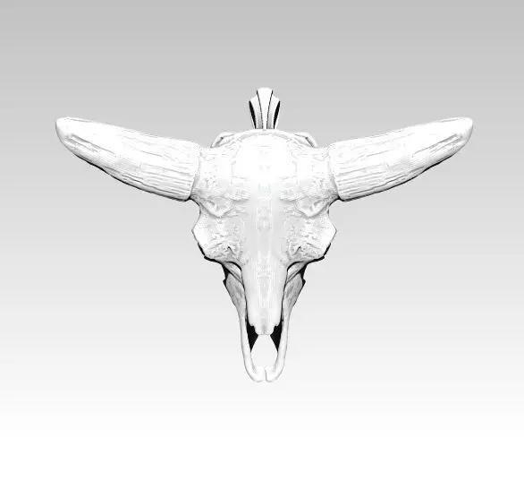 Bison skull pendant necklace jewelry jewel silver