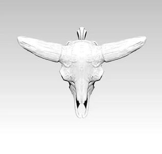 Bison skull pendant necklace jewelry jewel silver