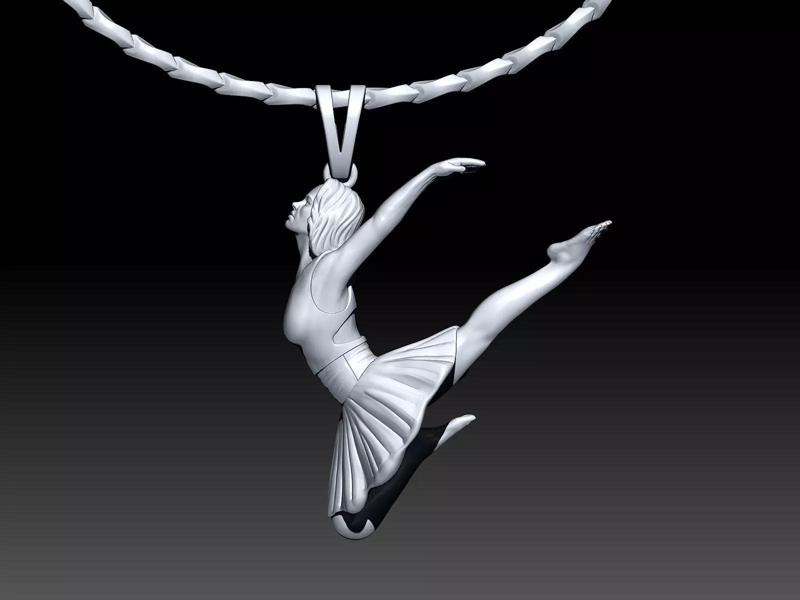 Ballet dance pendant Silver Gold  Print