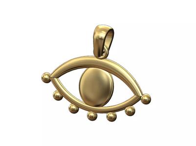 Beaded evil eye pendant charm with bail