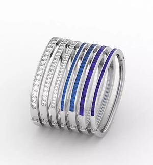 Handcuff baguette princess round diamond cut 7 pieces bracelet
