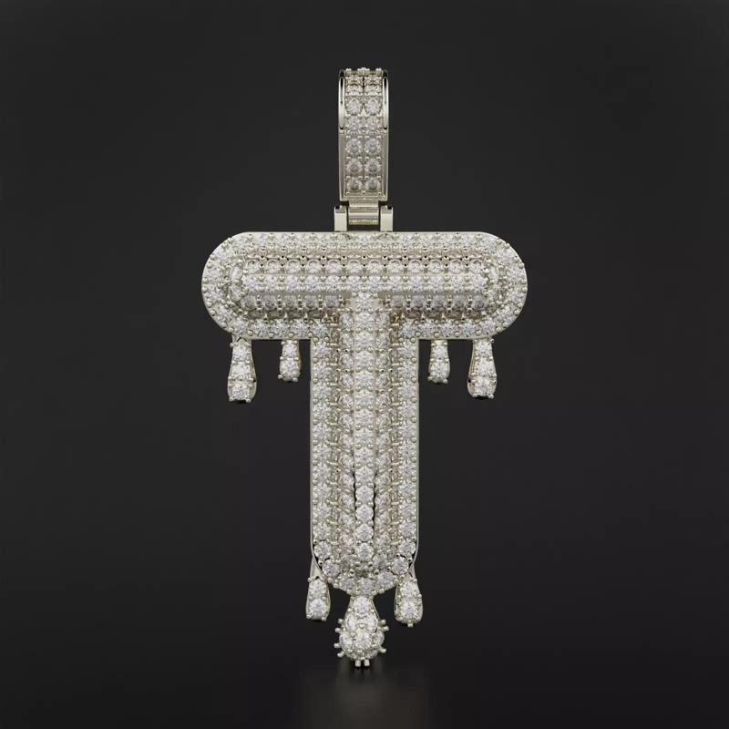 Bubble Letter T with Drip Pendant