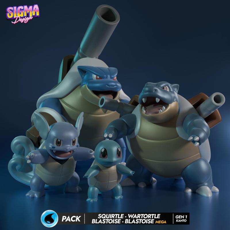 pack - squirtle wartortle blastoise mega blastoise