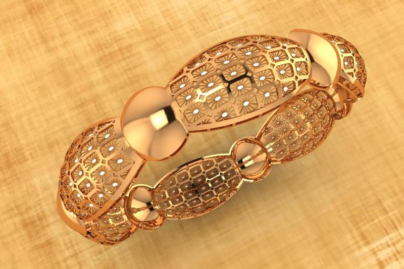 1186 Netted Oval Bangle 60MM-14gm