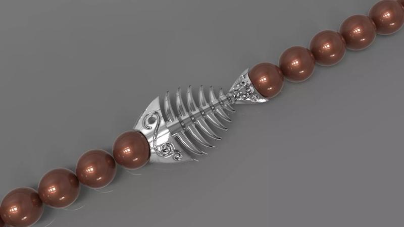 Fish Skeleton BRACELET WITH ROUND STONES