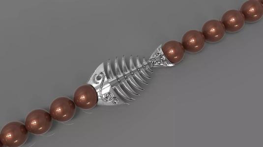 Fish Skeleton BRACELET WITH ROUND STONES