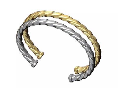 Faceted braided wire cuff bracelet