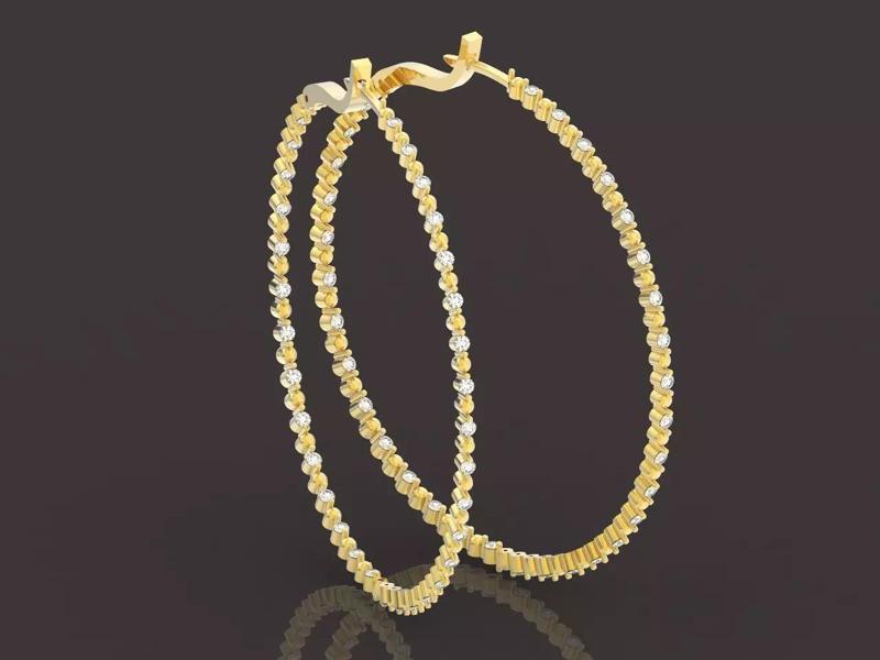 large hoop earrings with stones and hemispheres