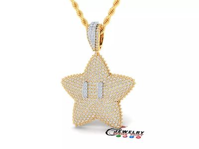 Custom Star Bubble Diamond Pendant - Star Necklace