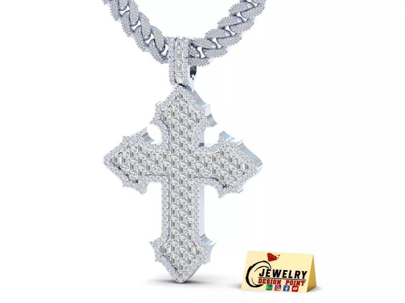 Custome Catholic Cross Diamond Pendant - Christian Necklace