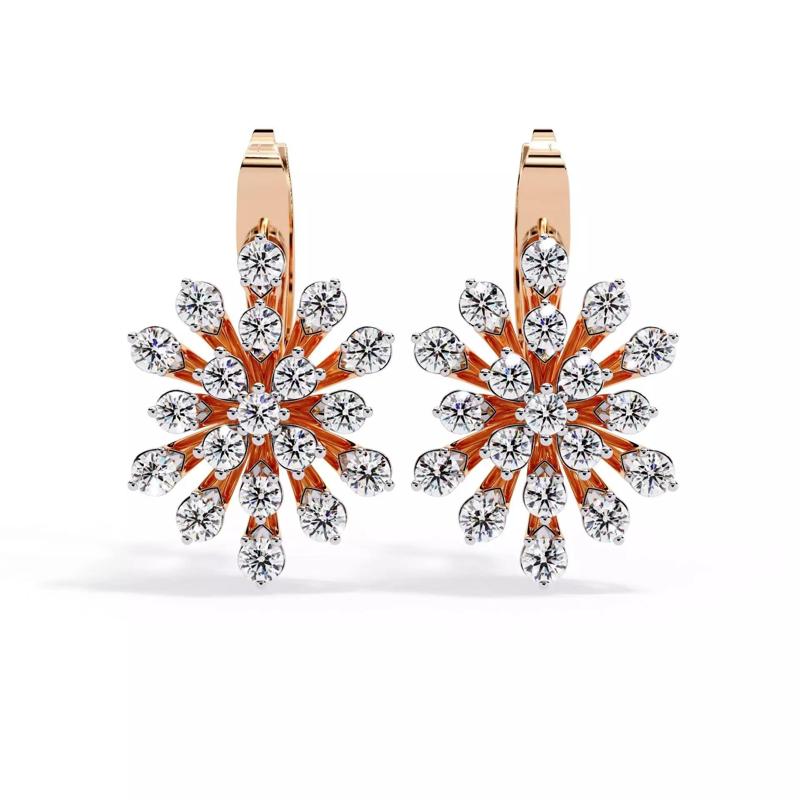 Diamond Huggies Earrings 360 animation renders 3dm stl details