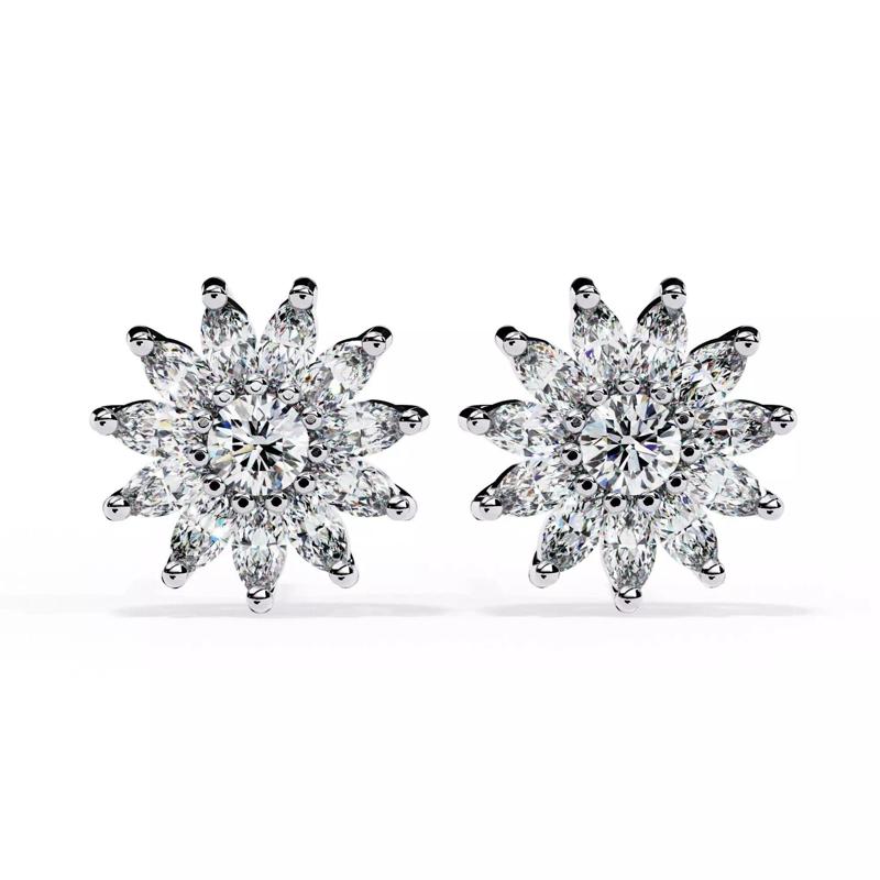 Diamond Studs Earrings 360 animation renders 3dm stl details