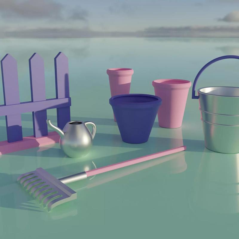 Set of garden accesories for dolls dollhouse furnitures