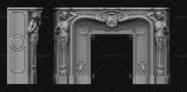 Large impressive French fireplace surround 3D print model