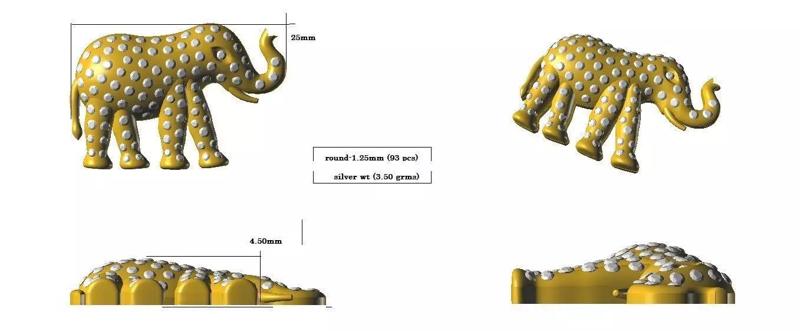 elephant with stones pendant