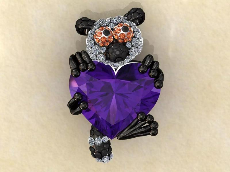 Lemur Heart Stone Charms Pendant