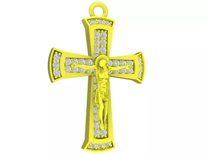 7026 Jesus Diamond Cross Pendant