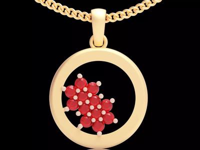 Flower circle  pendant  jewelry gold silver 3D print model