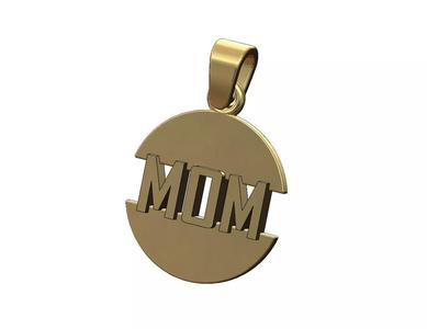 Mom split round pendant with bail