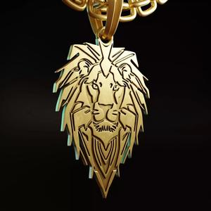 Feline Lion Stylized Pendant Amulet Necklace Design
