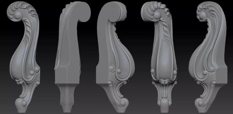 Furniture Legs 3d STL Model Relief for CNC  set 002