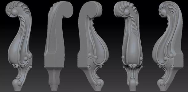 Furniture Legs 3d STL Model Relief for CNC  set 002