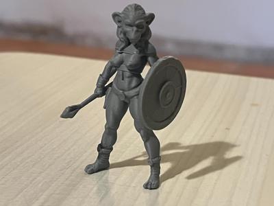 Miniature female samurai monkey with shield