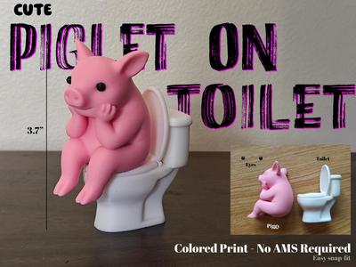 Cute Piglet Thinking on Toilet - No AMS Required