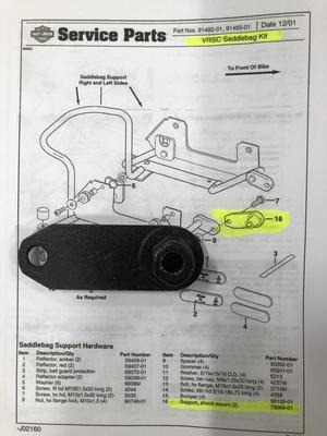 79068-01 VRSCA Saddlebag Support, Shock Mount (2)