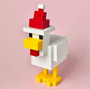 Minecraft chicken Christmas hat