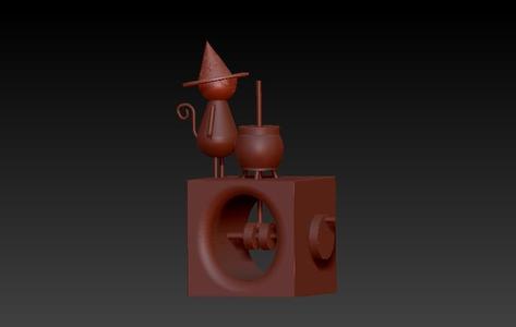 Witch cat Stirring Couldron