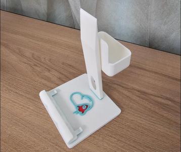 Smartphone/Tablet Desk Stand with Optional Earbud Holder