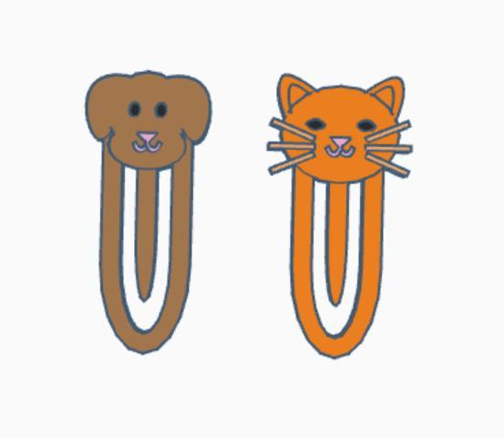 Cartoon Cat & Dog Paper Clips