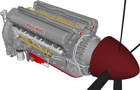Rolls Royce Merlin V12 Engine Model