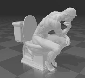 Thinker on the toilet